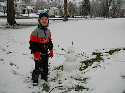 Mini-Snow person with a mohawk!